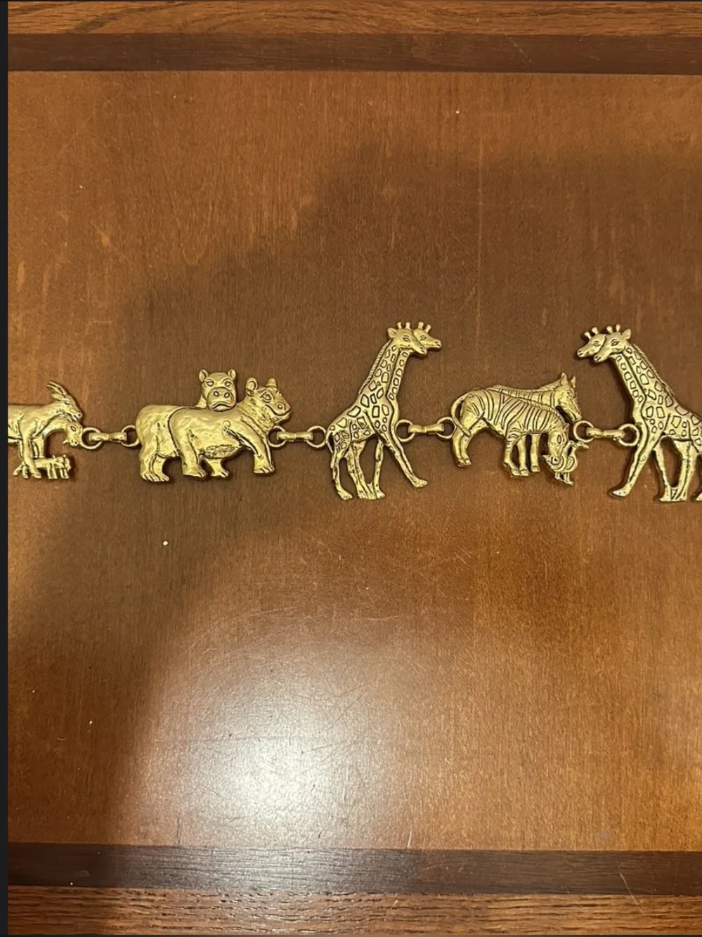 Vintage Brass Noah’s Ark Safari Animal Charm Keychain Bag Charm Giraffe Zebra